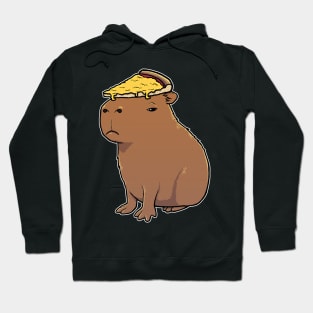 Capybara with a Cheese Pizza on its head Hoodie